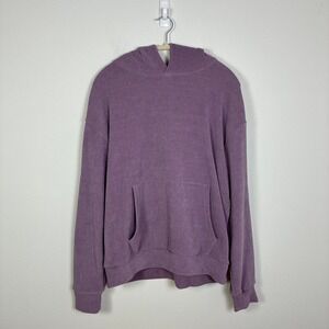Negative Space Corduroy Hoodie Ribbed Sweatshirt Purple Men's L Colorful Grunge